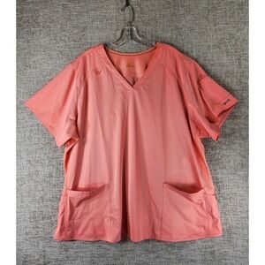 Carhartt Force V Neck Scrub Top Short Sleeve Womens 3X Coral Nursing Medical